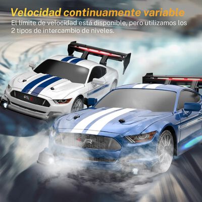 Drift Car De 2,4 Ghz, 1:24 A 20 Km/h, 4wd Con Luces Y Ruedas blanco azul