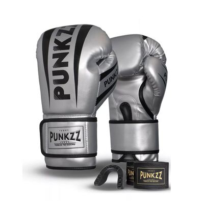 Guantes De Box Para Velcro Plata 16oz