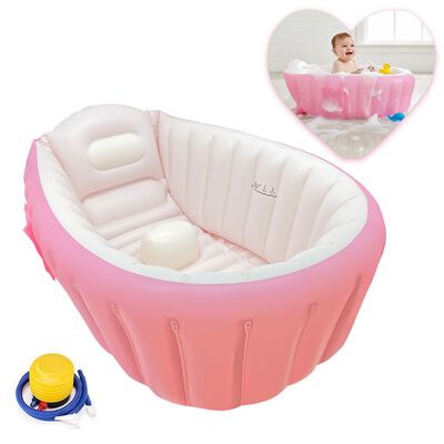Ba&ntilde;era Inflable Para Reci&eacute;n Nacido Y Beb&eacute; Con Bomba Ecobaby Original Color Rosa
