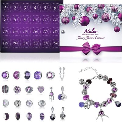 Calendario de Adviento 22 Colgantes Joyer&iacute;a + 1 Collar + 1 Pulsera de Navidad Regalo para Esposa Novia Madre y Amiga