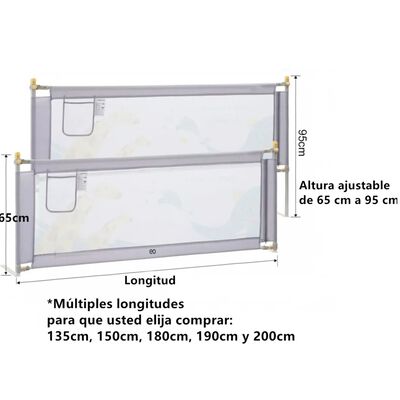 Barandal Protector De Cama Pare Infantil Bebe Ni&ntilde;os Animal Zoo 200x95cm