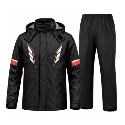 Impermeable Motociclista Reflejante Con Capucha Talla:L(70-75kg) Negro y Rojo