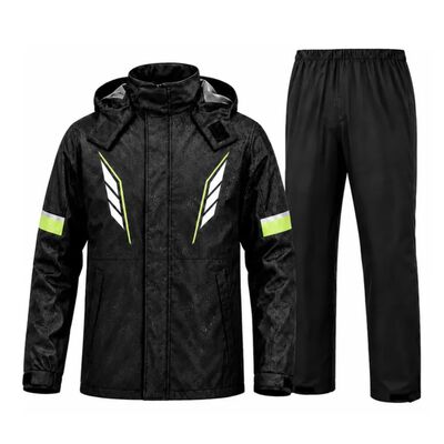 Impermeable Motociclista Reflejante Con Capucha Talla XL(70-75kg) Negro y Verde