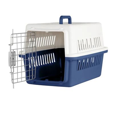 Jaula Transportadora Mascotas Gato Perro Azul/Blanco