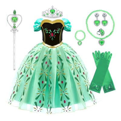 Vestido De Princesa De Anna, Disfraz De Frozen Dise&ntilde;o para Ni&ntilde;a, Ropa De Halloween, Cosplay, Fiesta De Cumplea&ntilde;os