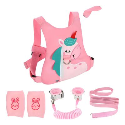 Arnes Para Seguridad Para Ni&ntilde;os 1-10 A&ntilde;os 3 En 1 Respirable Caballo arco&iacute;ris rosa