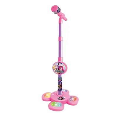 Micr&oacute;fono Juguete Musical Con Base Bocina Y Luces Rosa