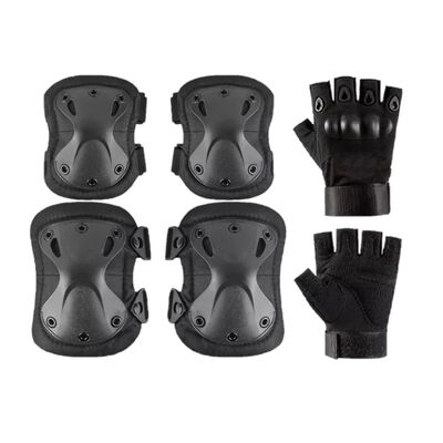 Rodilleras Y Codera T&aacute;ctica Y Guantes De Montar 6 Piezas Negro