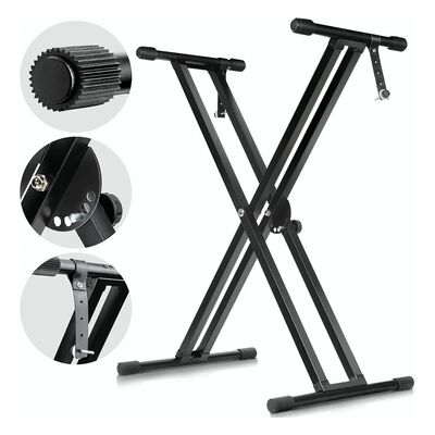 Soporte Base Stand para Teclado Profesional de Acero Inoxidable Plegable y Ajustable