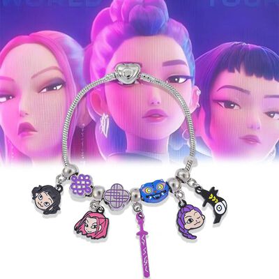 Pulsera K-Pop Demon Hunters con Charms Rumi, Zoey, Mira y Crow, Accesorios anime lindos para mujer dibujos animados