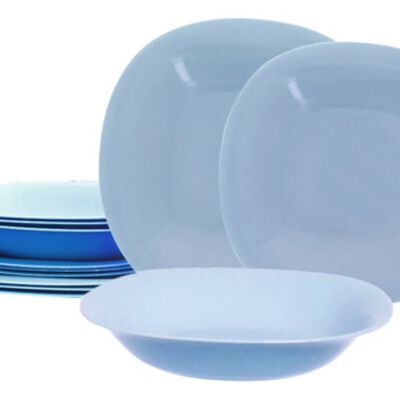 Vajilla Moderna Cuadrada Luminarc Francia 12pzas Azul