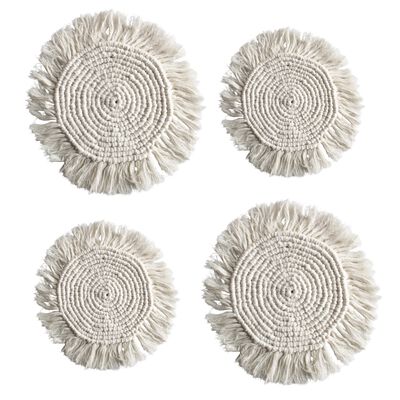 Ilios Innova | Paquete de 4 manteles estilo boho macram&eacute;, decorativos para m&uacute;ltiples espacios, 25 y 35 cm de di&aacute;metro.