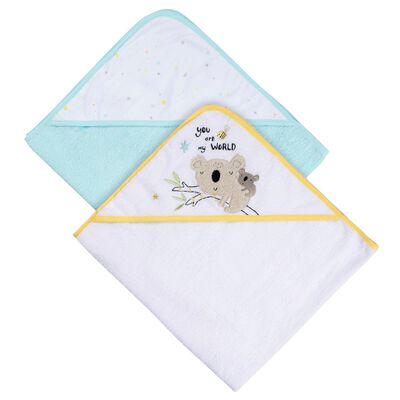 Set 2 toallas Gerber beb&eacute; capucha algod&oacute;n azul 66&times;76 cm