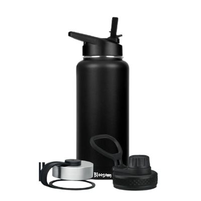 Termo Para Caf&eacute; Y Agua 3 Tapas 32 Oz 950 Ml Negro