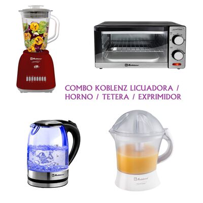 Combo Koblenz Tetera El&eacute;ctrica / Exprimidor / Licuadora Deli / Horno Tostador ENDY8