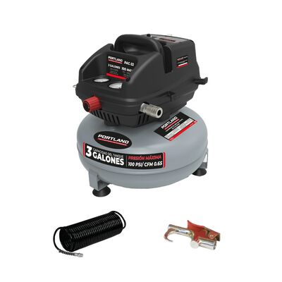 Kit Mini Compresor De Aire El&eacute;ctrico Portland 1/2 Hp 11 Litros C/Manguera y Soplador &ndash; PAC-32