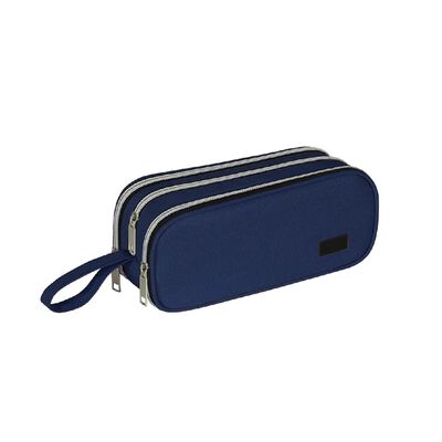 Estuche Para L&aacute;pices 3 Capas Organizador Azul marino