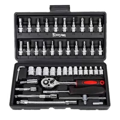 Juego De Herramientas Mec&aacute;nicas Dados 46pcs Negro con plateado