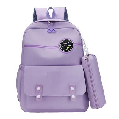 Mochila Ni&ntilde;a Y Ni&ntilde;o Escolar Impermeable Con Estuche Lila