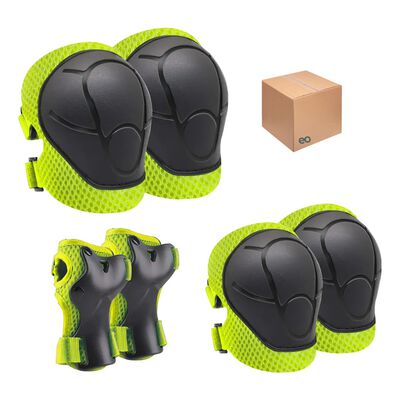 Kit 6pcs Rodilleras Coderas Y Mu&ntilde;equeras Protecci&oacute;n Para Ni&ntilde;os Verde