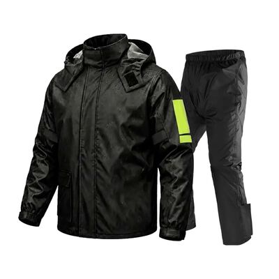 Impermeable Motociclista Reflejante Con Capucha Talla XL(75-85kg) Color Black Green