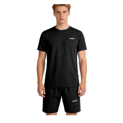 Conjunto De Playera Mangas Cortas Y Short Deportivo Hombre Negro Talla XXXL
