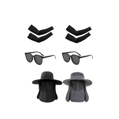 Sombreros Sol Mangas Gafas 6 Piezas Gris oscuro /Negro