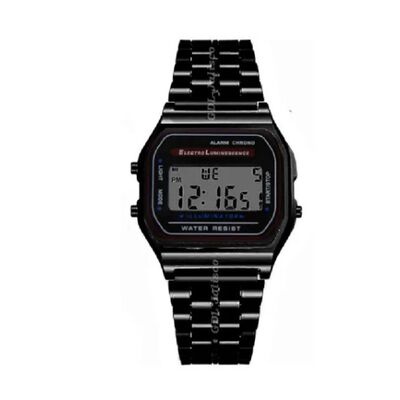 Reloj Retro Metal Dama Negro