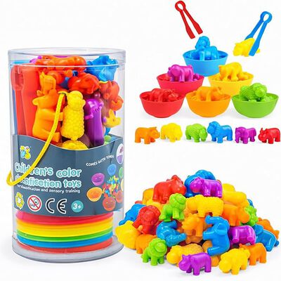 Bluelander Set de Juguetes de Clasificaci&oacute;n de Colores, 44 Piezas, Juegos Did&aacute;cticos No T&oacute;xico, Sin BPA (Animales)
