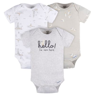 Pa&ntilde;alero Gerber Essentials 3 pzs blanco gris beb&eacute; conjunto