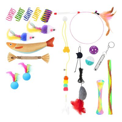 22 Juguetes Para Gato Cuerda El&aacute;stica Catnip Ratones Pelota Multicolor