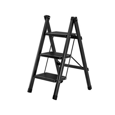 Escalera De Tijera Plegable Multiusos De Acero 3 Pelda&ntilde;os Negro