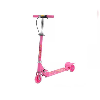 Patinete Infantil Plegable Ajustable De 3 Ruedas Con Luz Led Rosa.