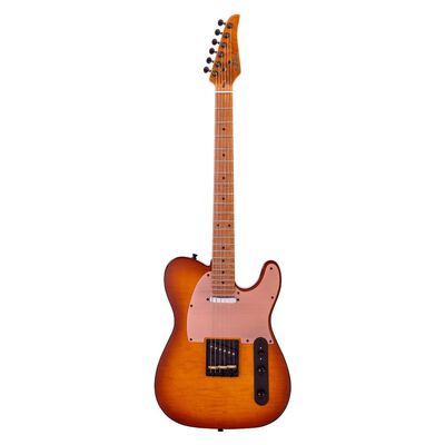 Guitarra El&eacute;ctrica Serie Unique Color Amarillo Atigrado con Case SKY - TY BABILON
