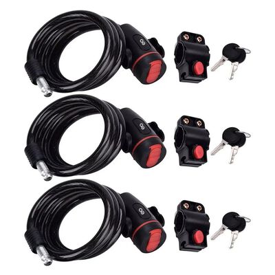 Set 3pcs Candado De Bicicleta Con Cadena De Seguridad Doble Llave 64cm