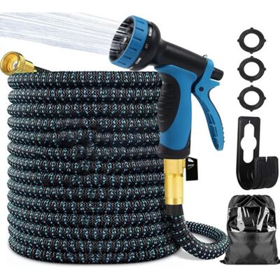 Manguera Para Riego De Jard&iacute;n De 50ft Expandible Azul Con Negro