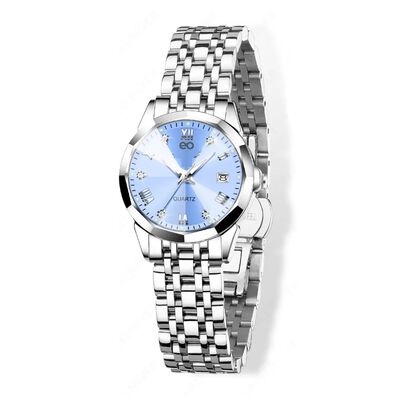 Reloj De Mujer Lige Con Collar Color Del Fondo:Plata/Azul