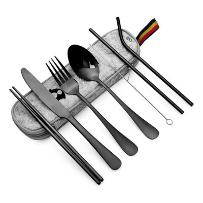 Juego De Cubiertos De Acero Inoxidable Port&aacute;til De 8 Piezas