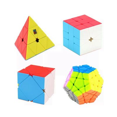 Paquete 4 Cubos Rubik Moyu Megaminx + Skewb Colores