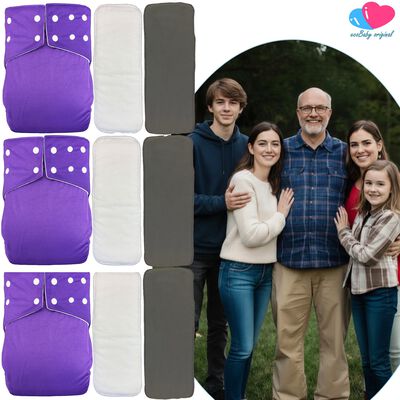 Pa&ntilde;al Para Adulto Adolescente de Tela Ecol&oacute;gico Reutilizable Con Inserto Nocturno Pack 9 Ecobaby Original