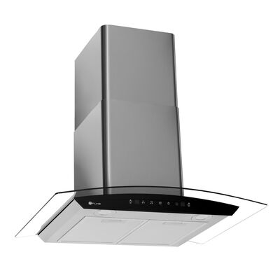 FLINE | Campana de cocina 76 cm | DE PARED | Controls Touch | extractora | cristal curvo y acero Inoxidable | 3 velocidades | Tromso 76