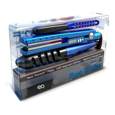 Kit 3 En 1 Plancha Titanio Artefactos Para El Cabello Plancha 450&deg; Azul