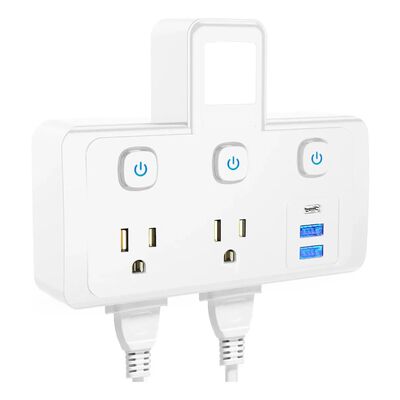 Multicontacto Interruptor Independiente Y Luz Nocturna Blanco Mate