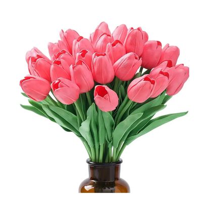 Flores Tulipanes Artificiales 30 Piezas Color: Rosa