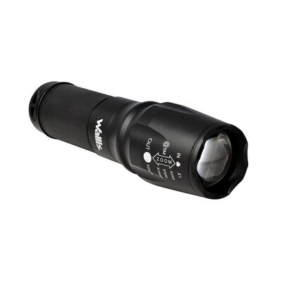 Wallis Linterna de luz LED recargable con cargador, con zoom, negro.