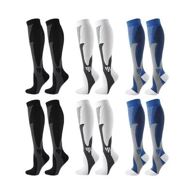 Calcetas Compresi&oacute;n Alivia Varices Y Circulaci&oacute;n 6 Pares Negro Azul Blanco Talla S/M