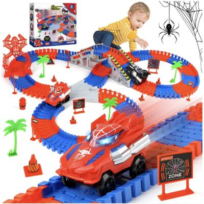 Carrito Juguete Spiderman 212ps Pista Carros Para Ni&ntilde;os Modelo Multicolor