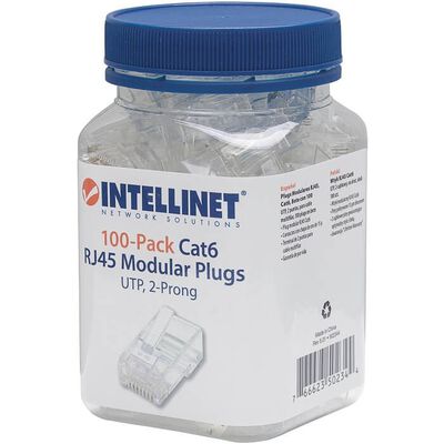 Plug Bote 100 Piezas Conector RJ45 Intellinet Cable UTP Cat 6E 502344