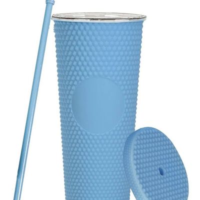 Termo Vaso Con Tapa Y Popote De 24 Oz Azul celeste