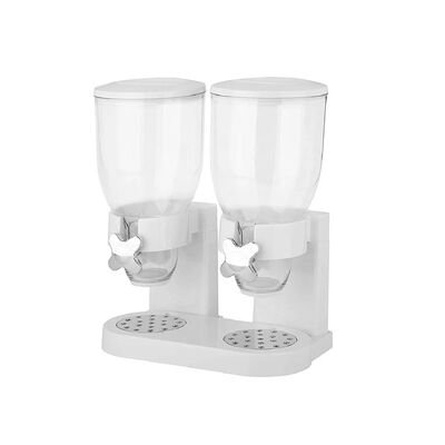 Dispensador De Cereal Despachador Doble Alimentos Y Semillas Color Blanco